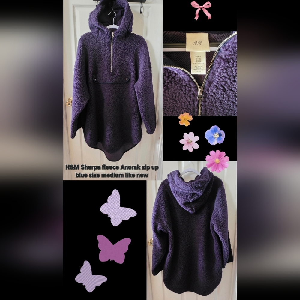 H&M Purple Textured Half-Zip Jacket